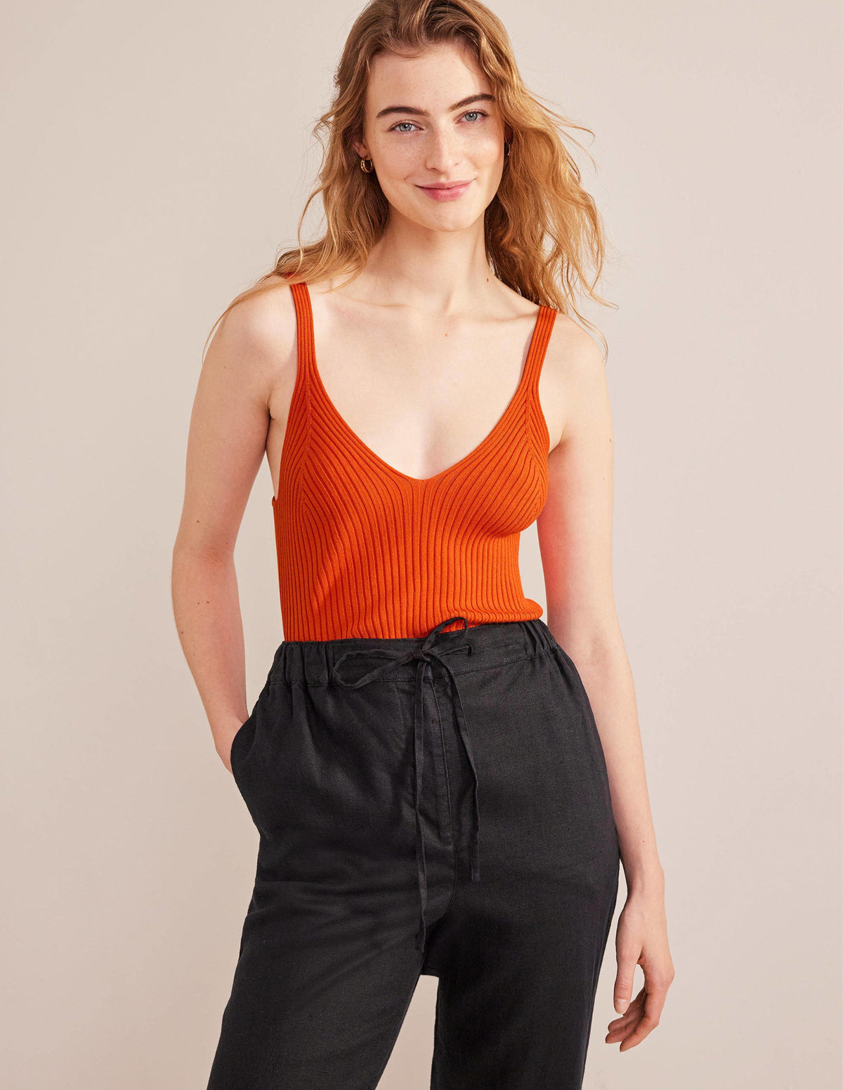 Ribbed Vest Top-Kumquat-1