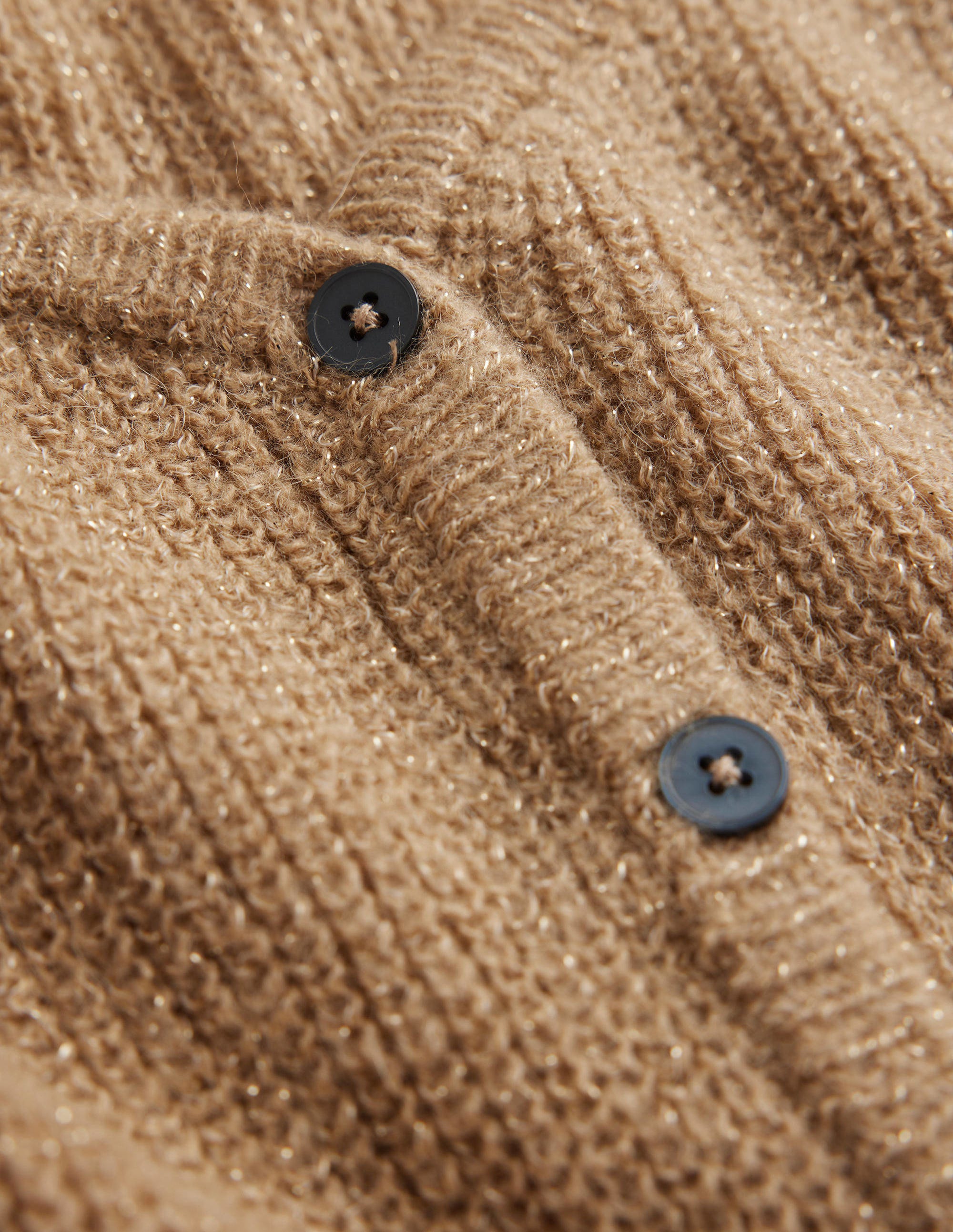 Cropped Fluffy Cardigan-Sparkle Camel Melange - Image 5