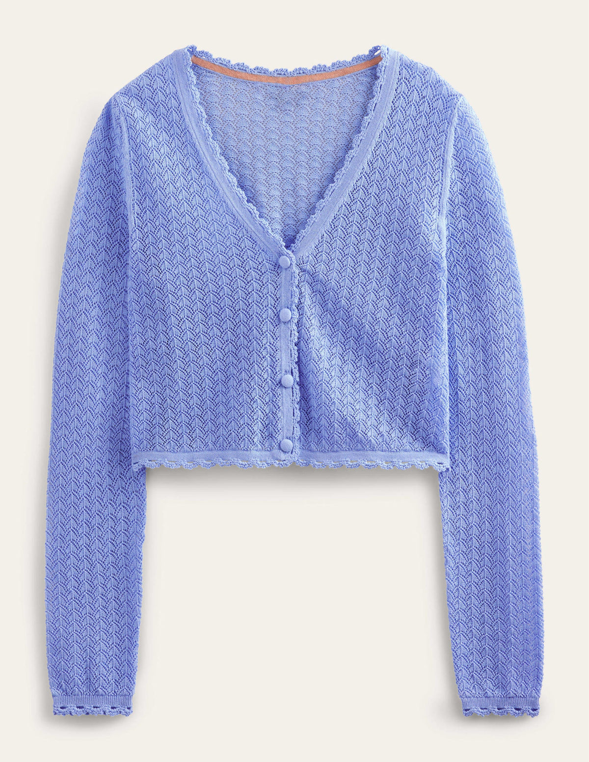 Gold Pointelle Crop Cardigan-Hazy Blue-5