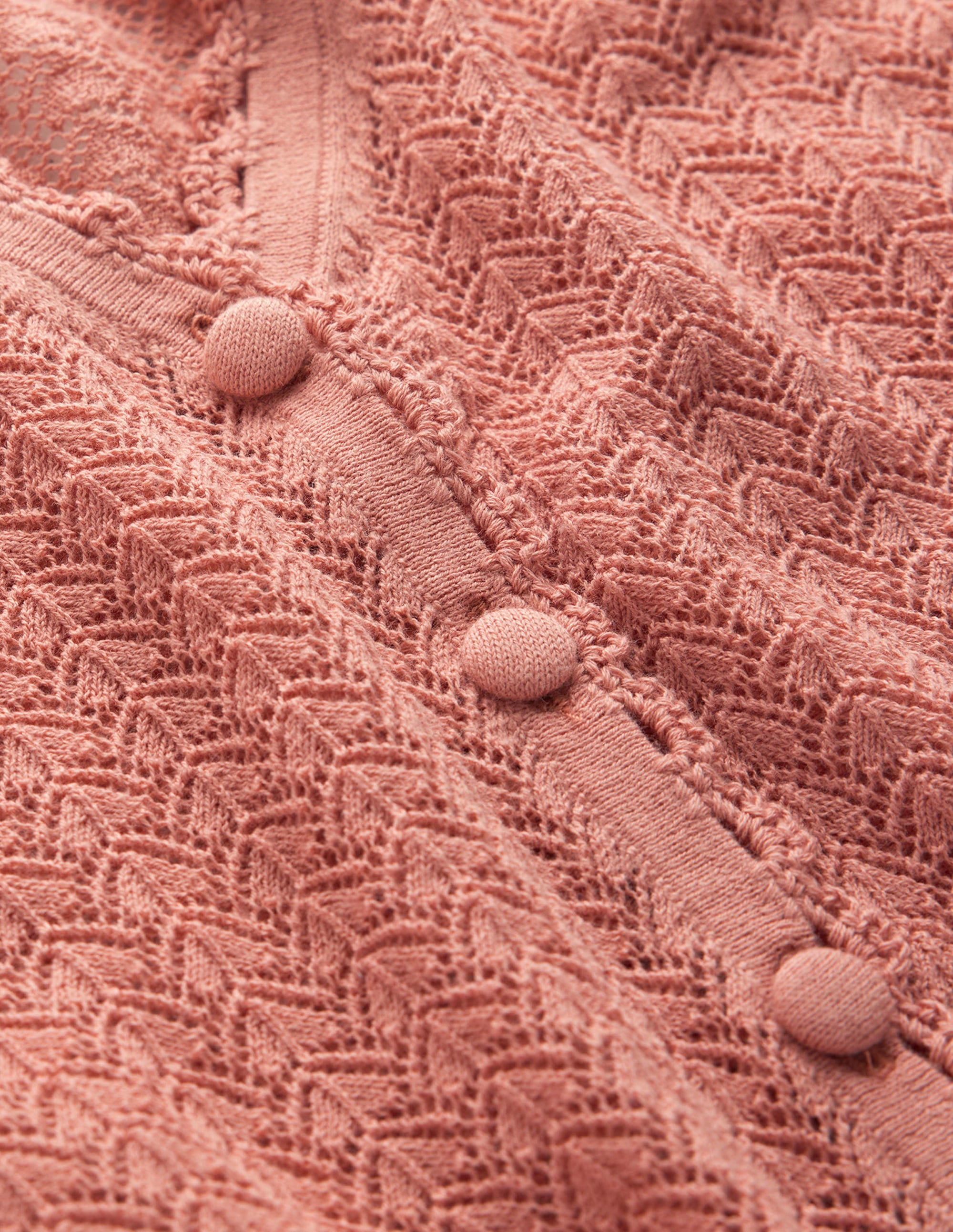 Gold Pointelle Crop Cardigan-Rose Pink - Image 6