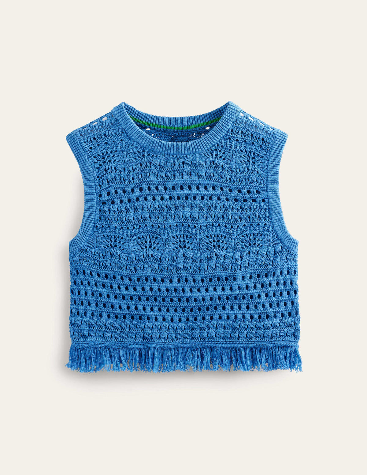 Cropped Fringe Crochet Vest-Porcelain Blue - Image 5