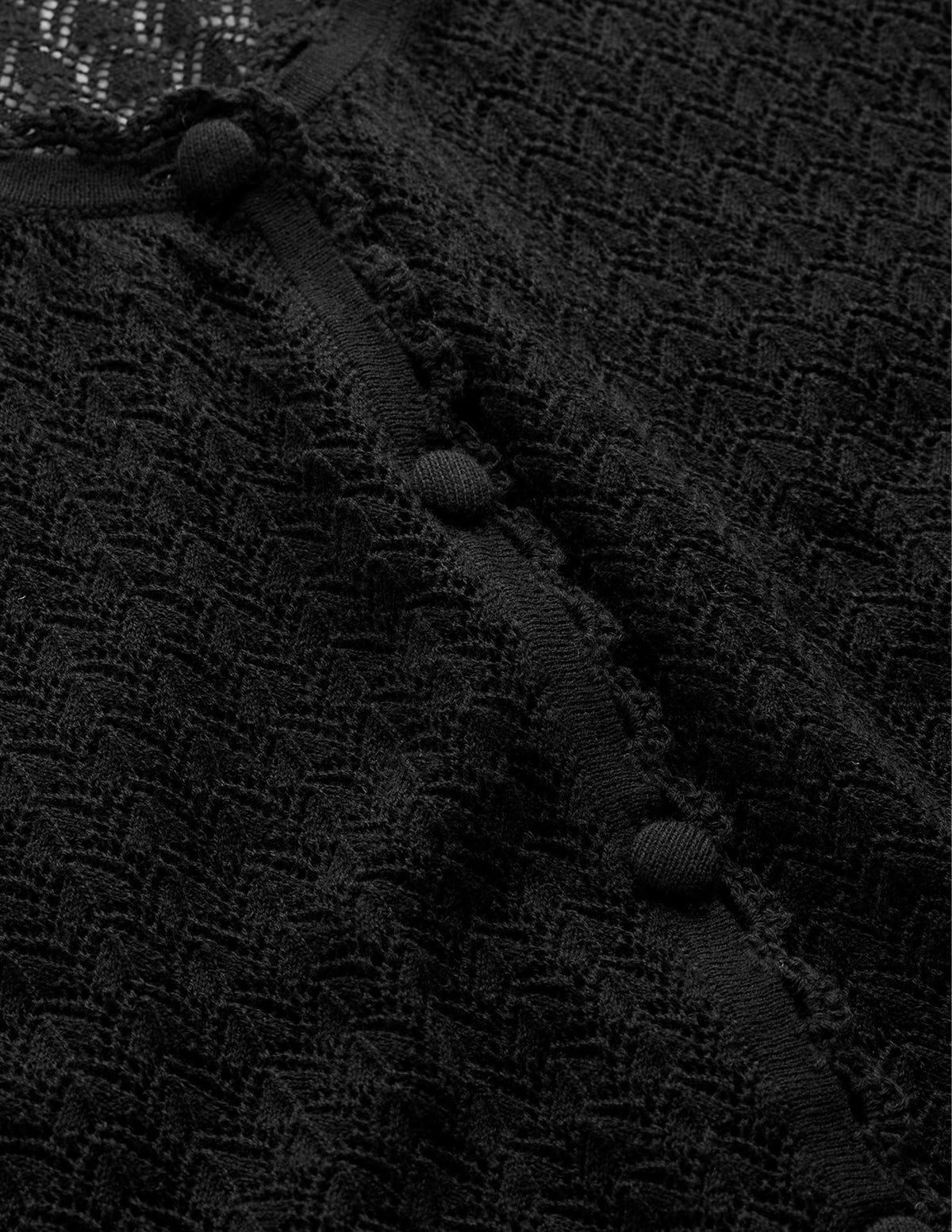 Cropped Short Sleeve Cardigan-Black - Image 6