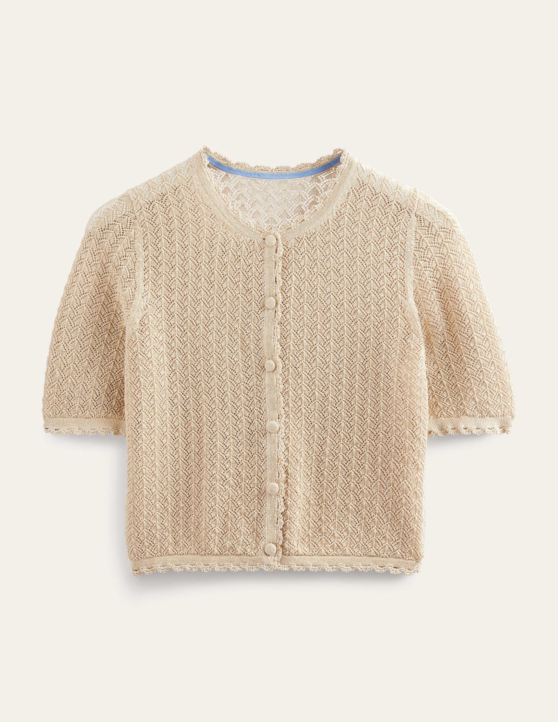 Cropped Short Sleeve Cardigan-Gold Sparkle-6