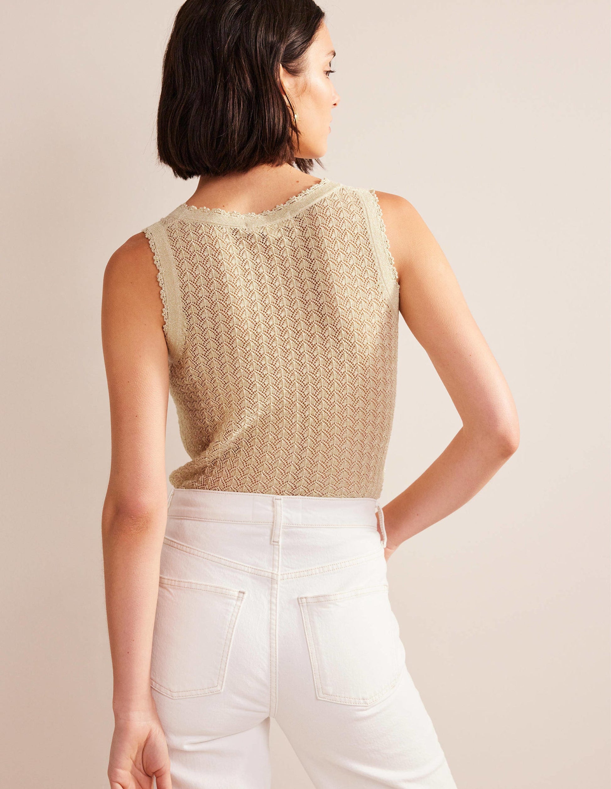 Pointelle Vest-Gold Sparkle-3