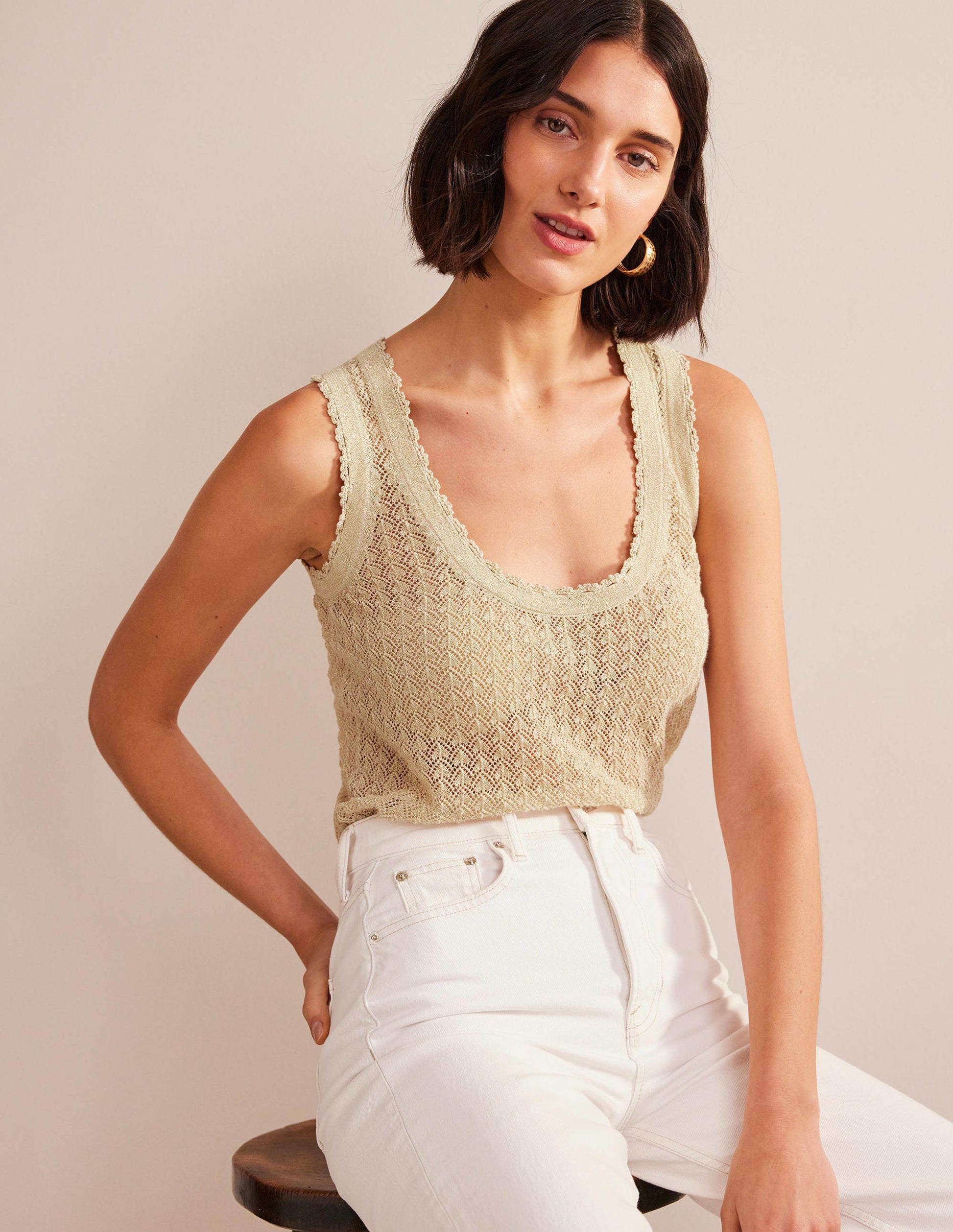 Pointelle Vest-Gold Sparkle-4