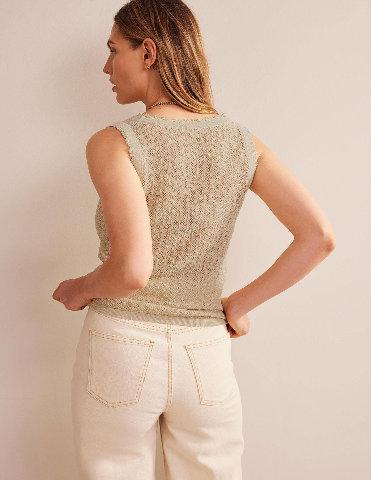 Pointelle Vest-Warm Ivory - Image 3