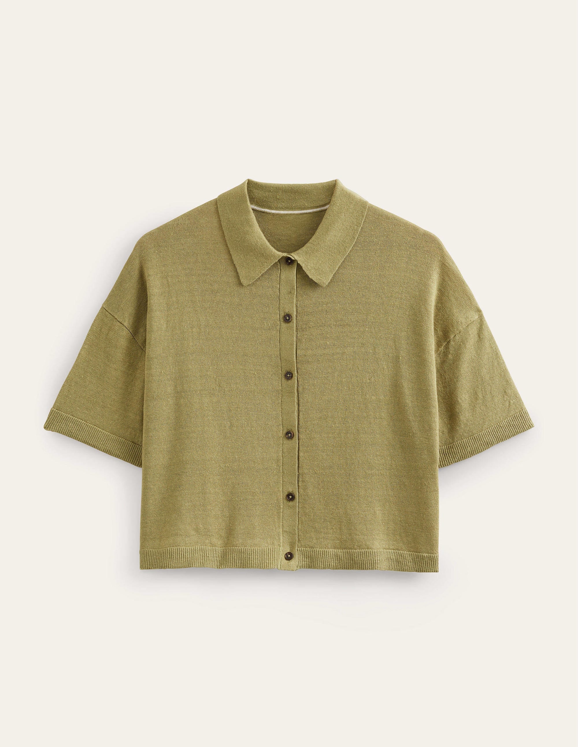 Collared Linen Knitted Shirt-River Reed - Image 5
