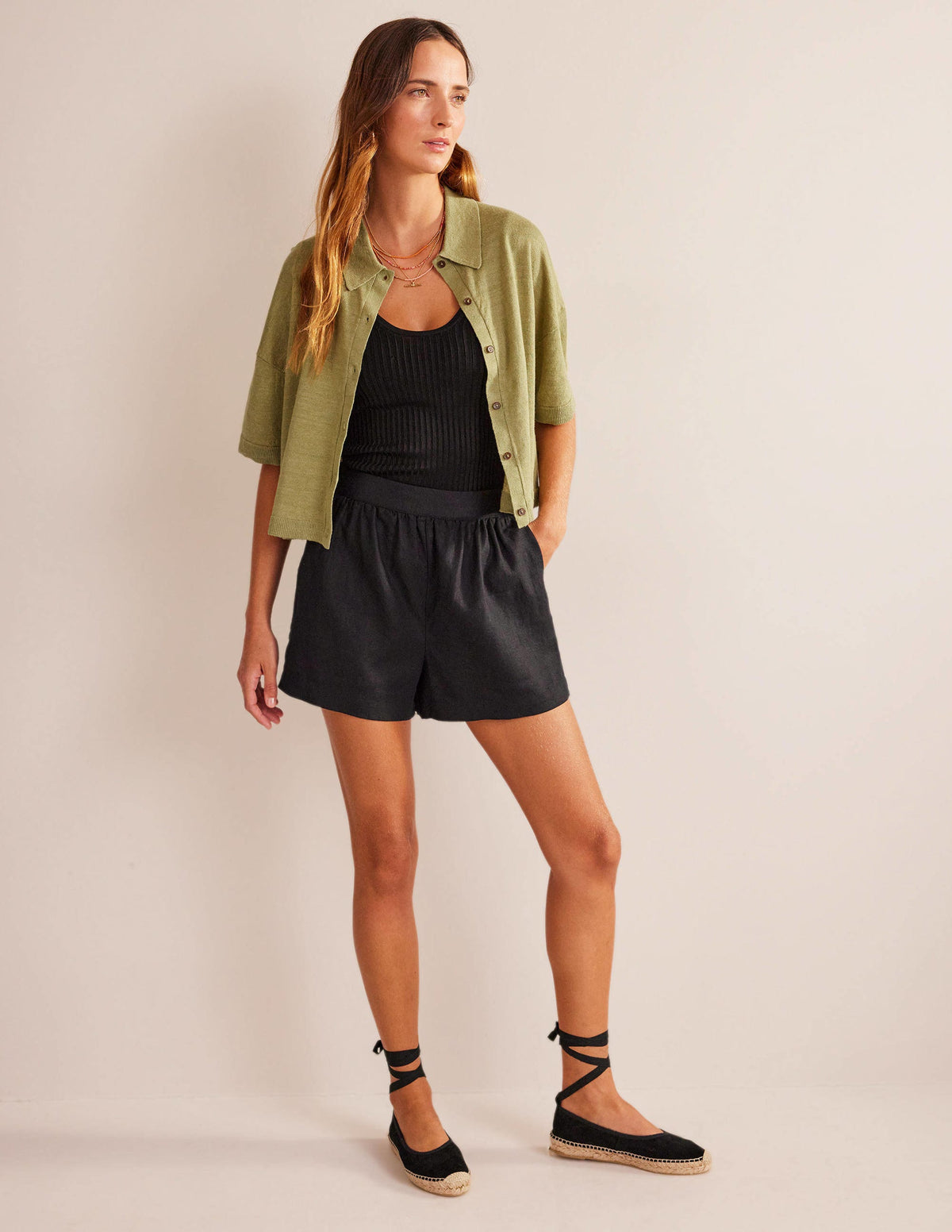 Collared Linen Knitted Shirt-River Reed - Image 4