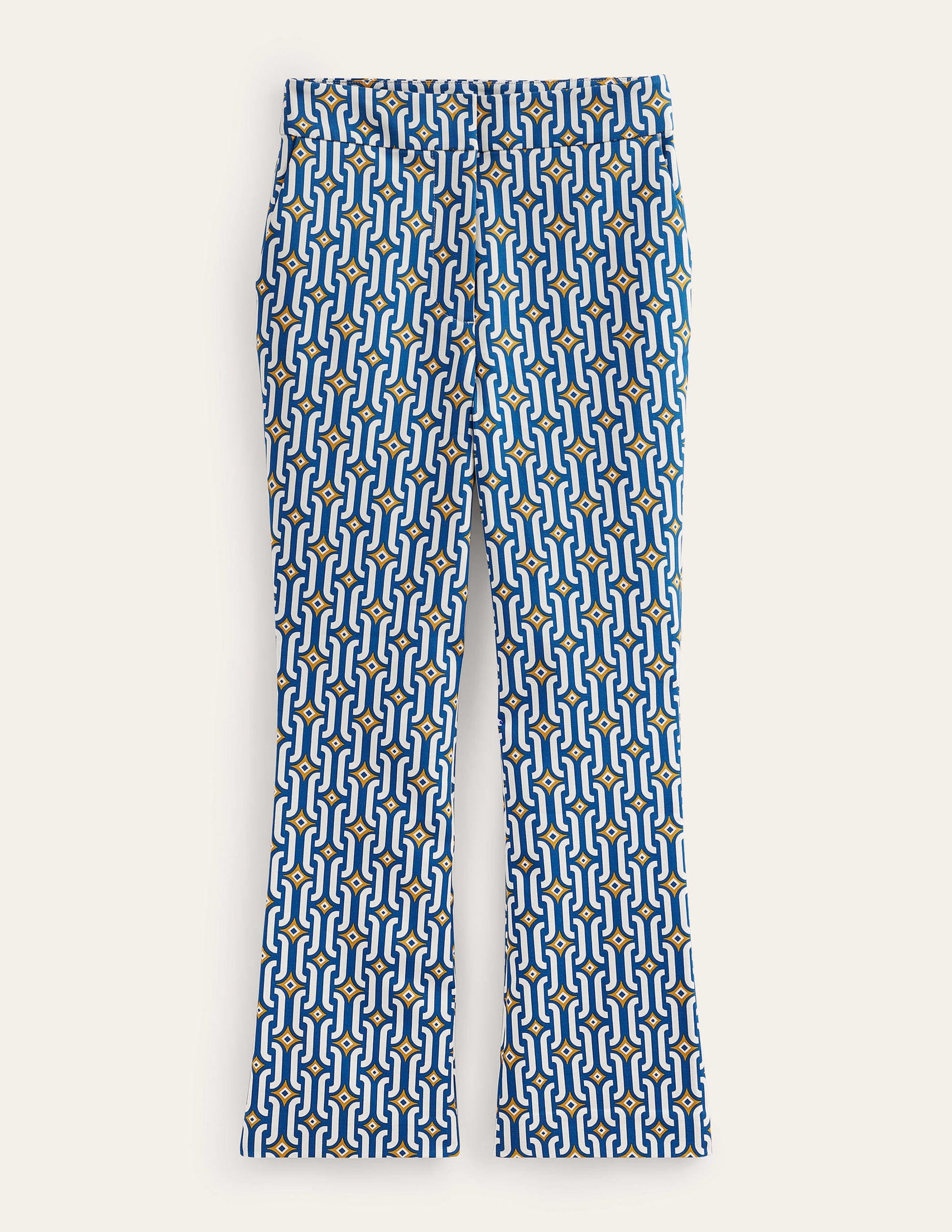 Cropped Flared Pants-Sapphire, Azure Geo-9