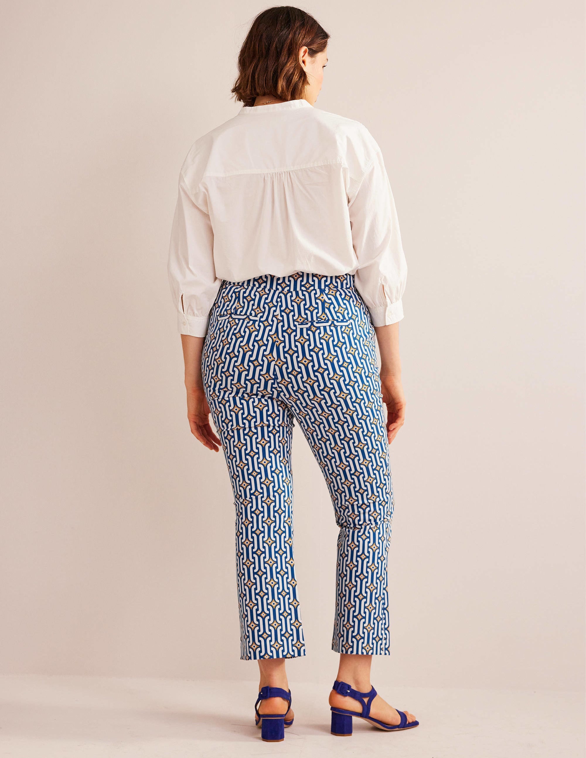 Cropped Flared Pants-Sapphire, Azure Geo - Image 7