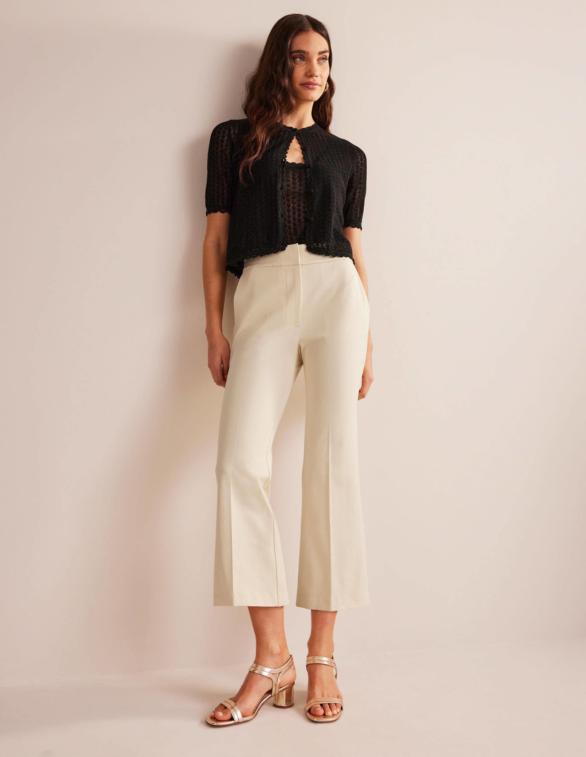 Bi-Stretch Crop Flare Pants-Dorset Cream - Image 1