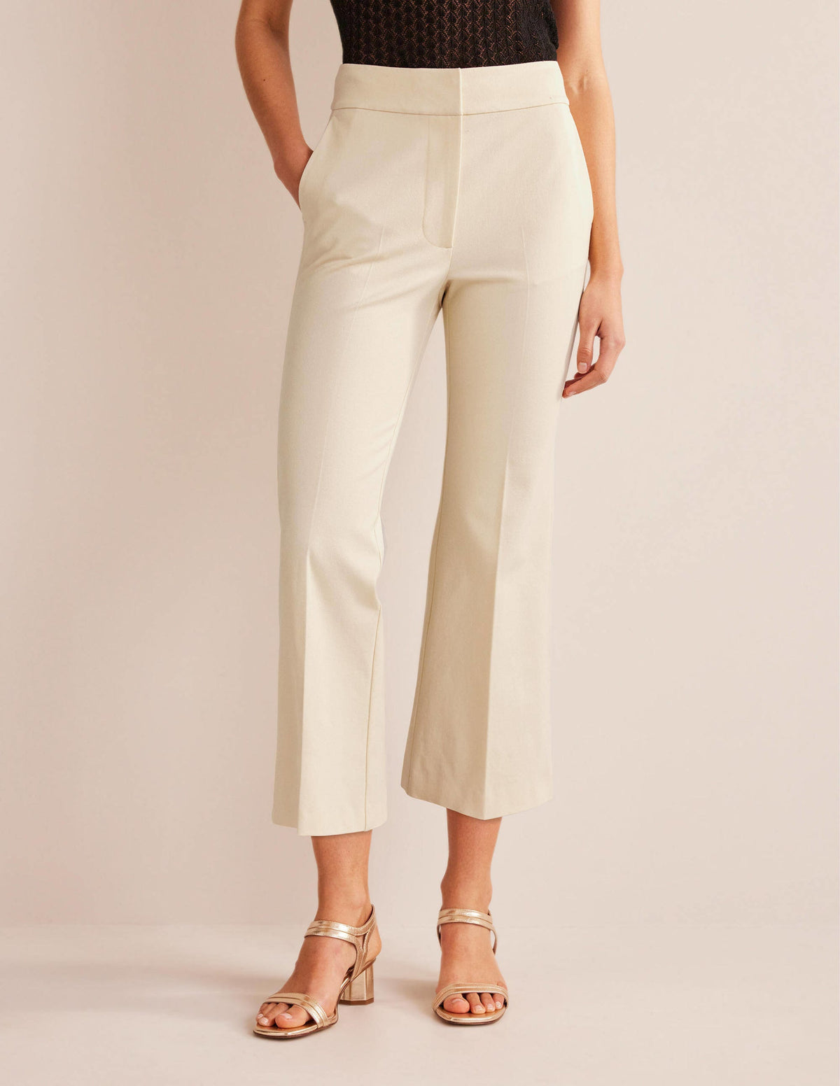 Bi-Stretch Crop Flare Pants-Dorset Cream - Image 4