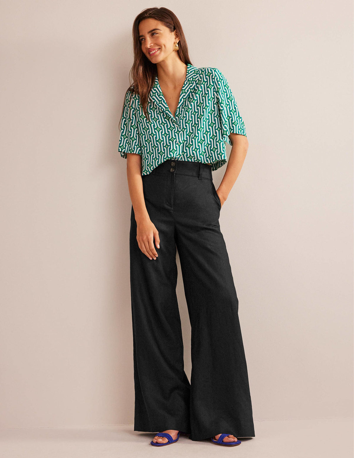 Highbury Linen Pants-Black - Image 1