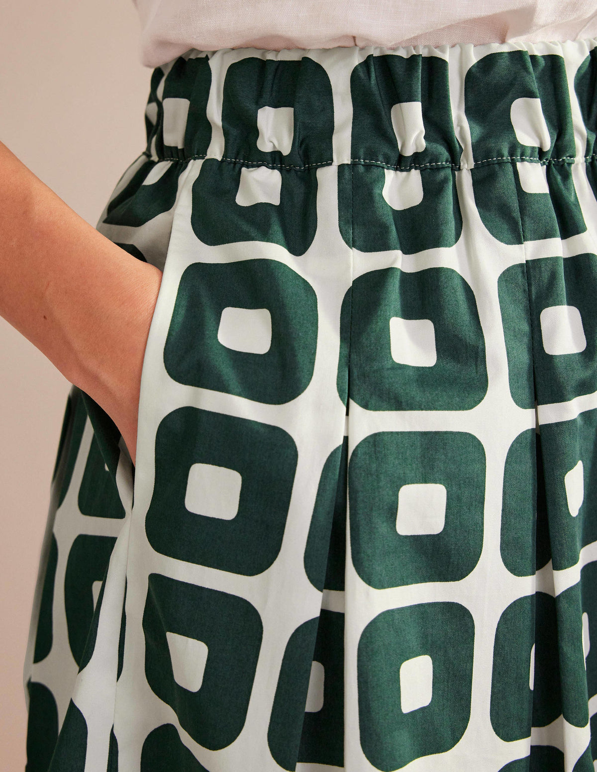 Pleated Cotton Skirt-Trekking Green, Cube-2