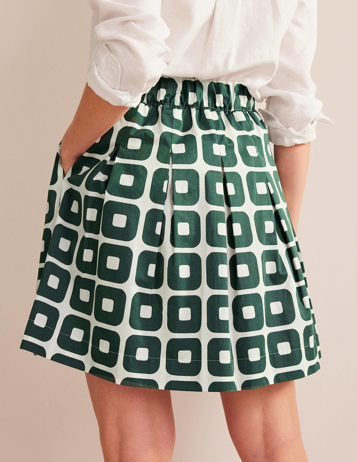 Pleated Cotton Skirt-Trekking Green, Cube-3