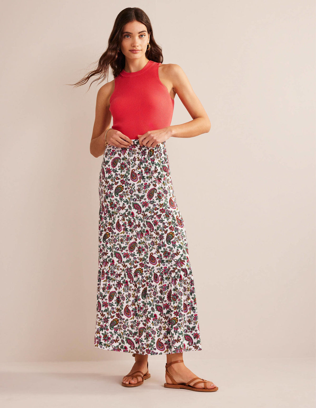 Jersey Maxi Skirt-Multi, Dandelion Paisley - Image 1