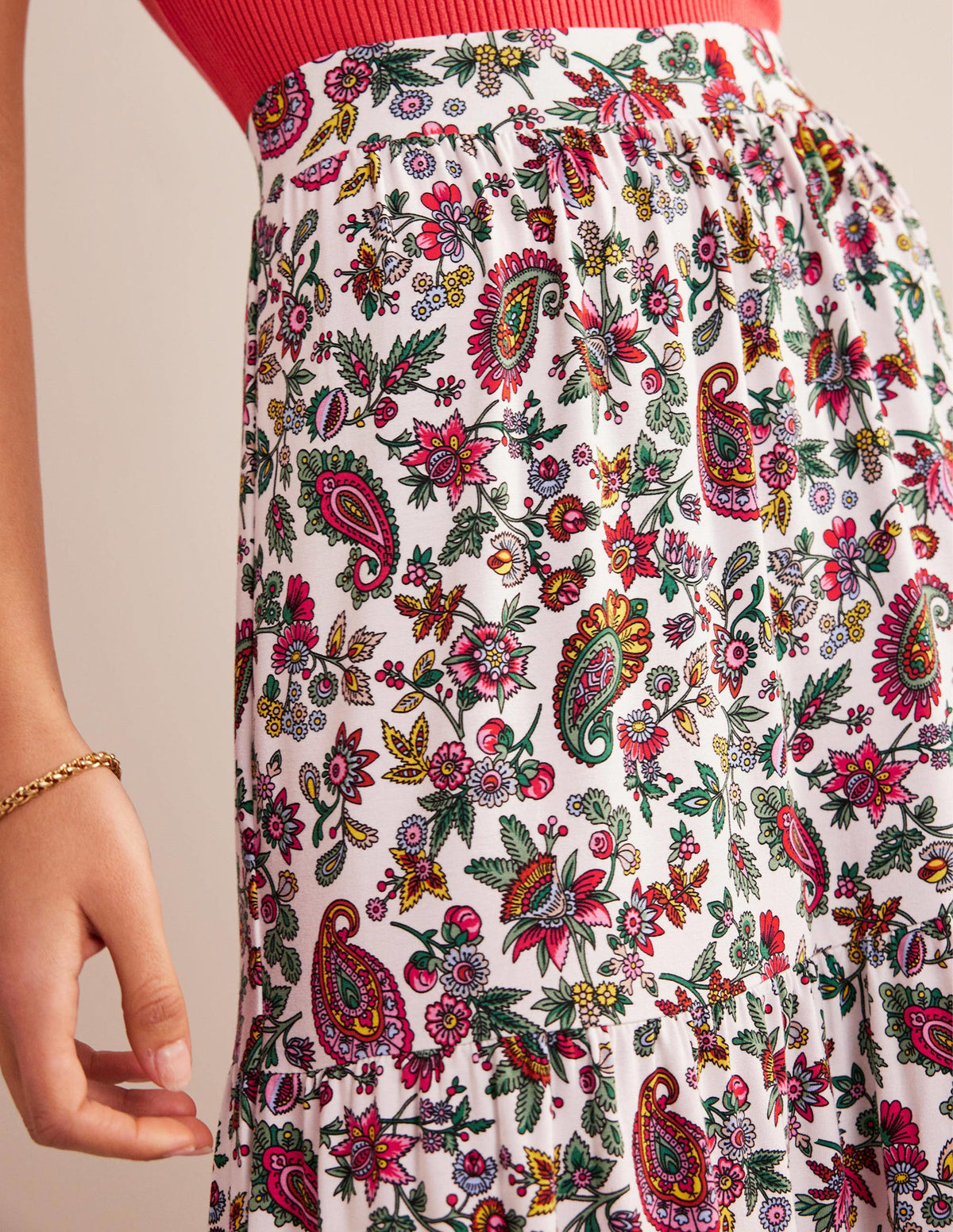 Jersey Maxi Skirt-Multi, Dandelion Paisley-2