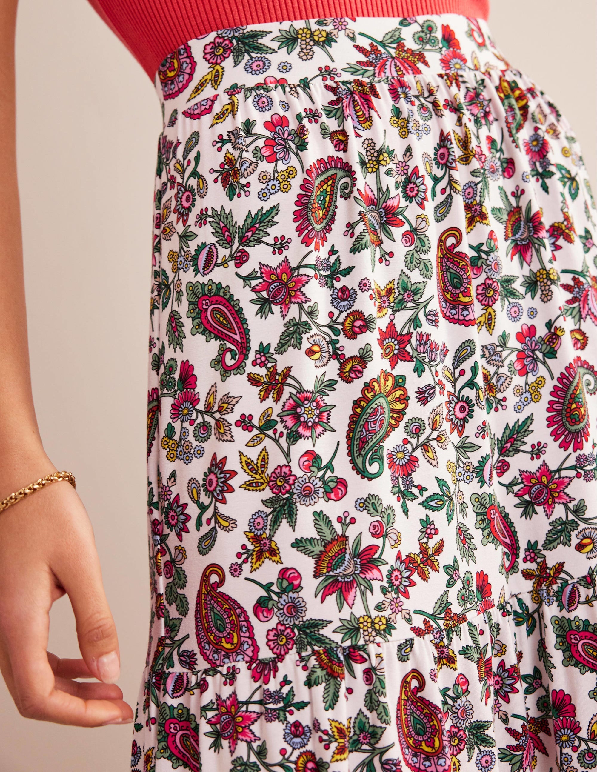Jersey Maxi Skirt-Multi, Dandelion Paisley - Image 2