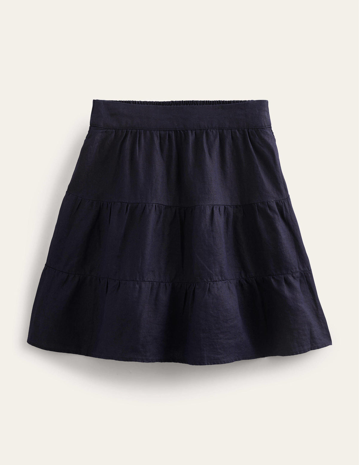 Pull On Tiered Linen Skirt-Navy - Image 5