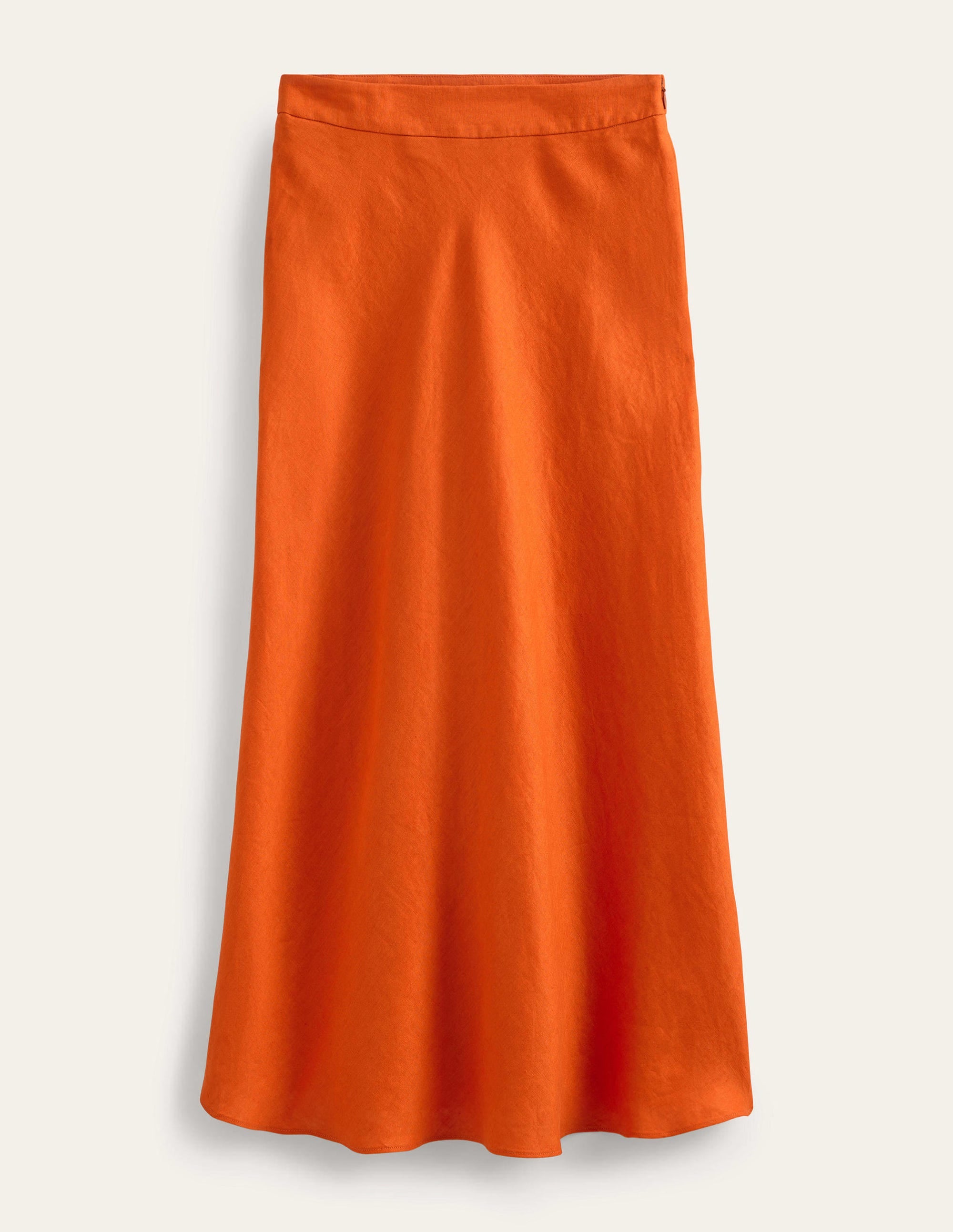 Bias Linen Midi Skirt-KUMQUAT - Image 5