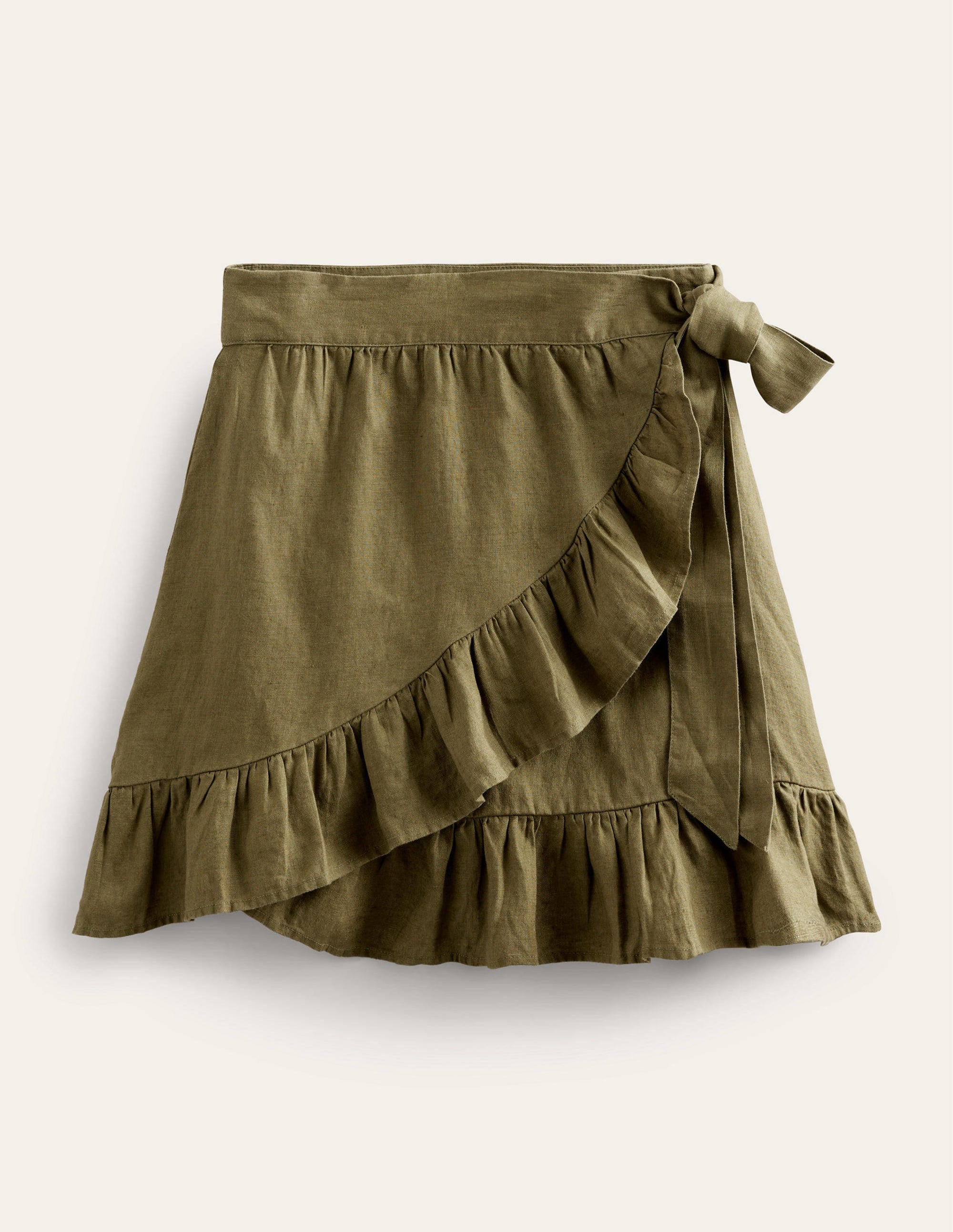 Linen Flippy Wrap Skirt-Capulet Olive - Image 6