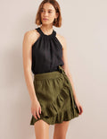 Linen Flippy Wrap Skirt-Capulet Olive