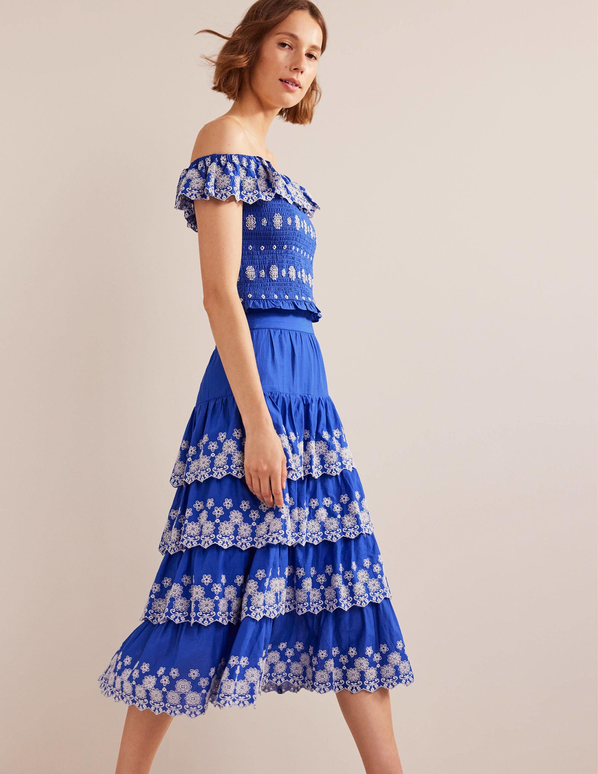 Multi Tiered Broderie Skirt-Island Blue - Image 4