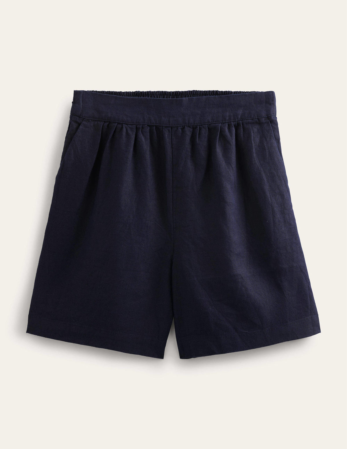Pull-on Linen Shorts-Navy-6
