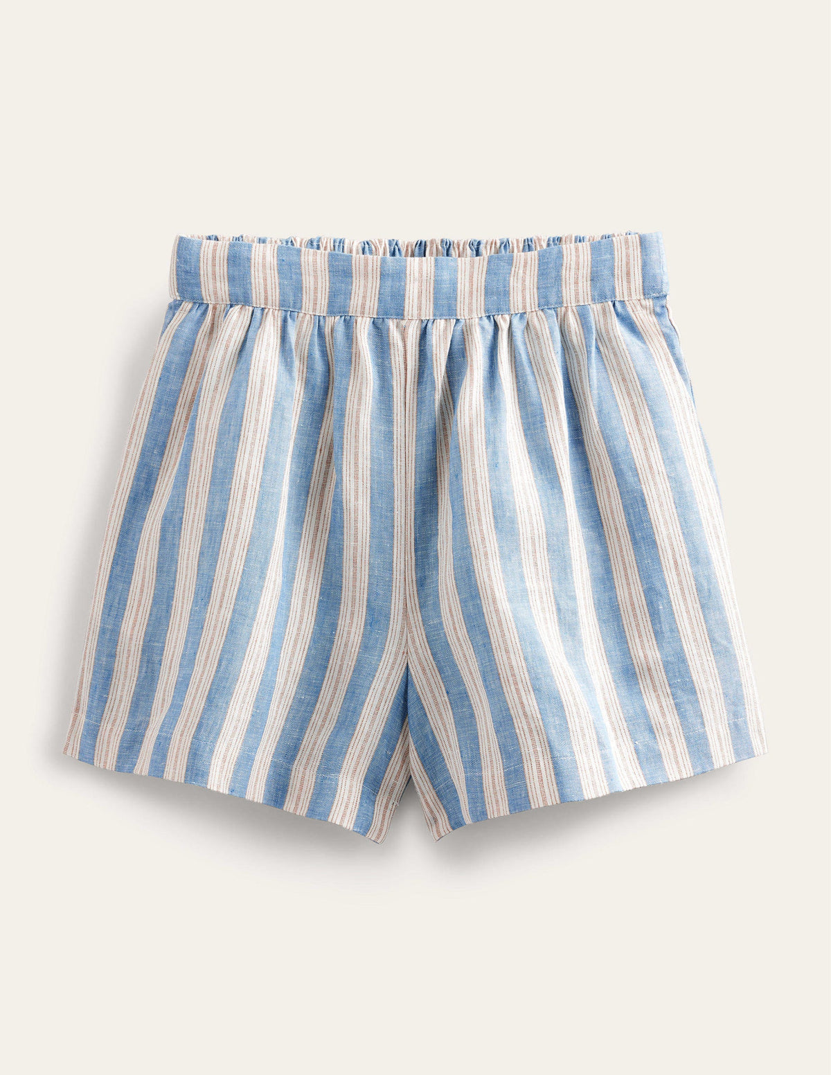 Pull-on Linen Shorts-Porcelain Blue, Sparkle Stripe-6