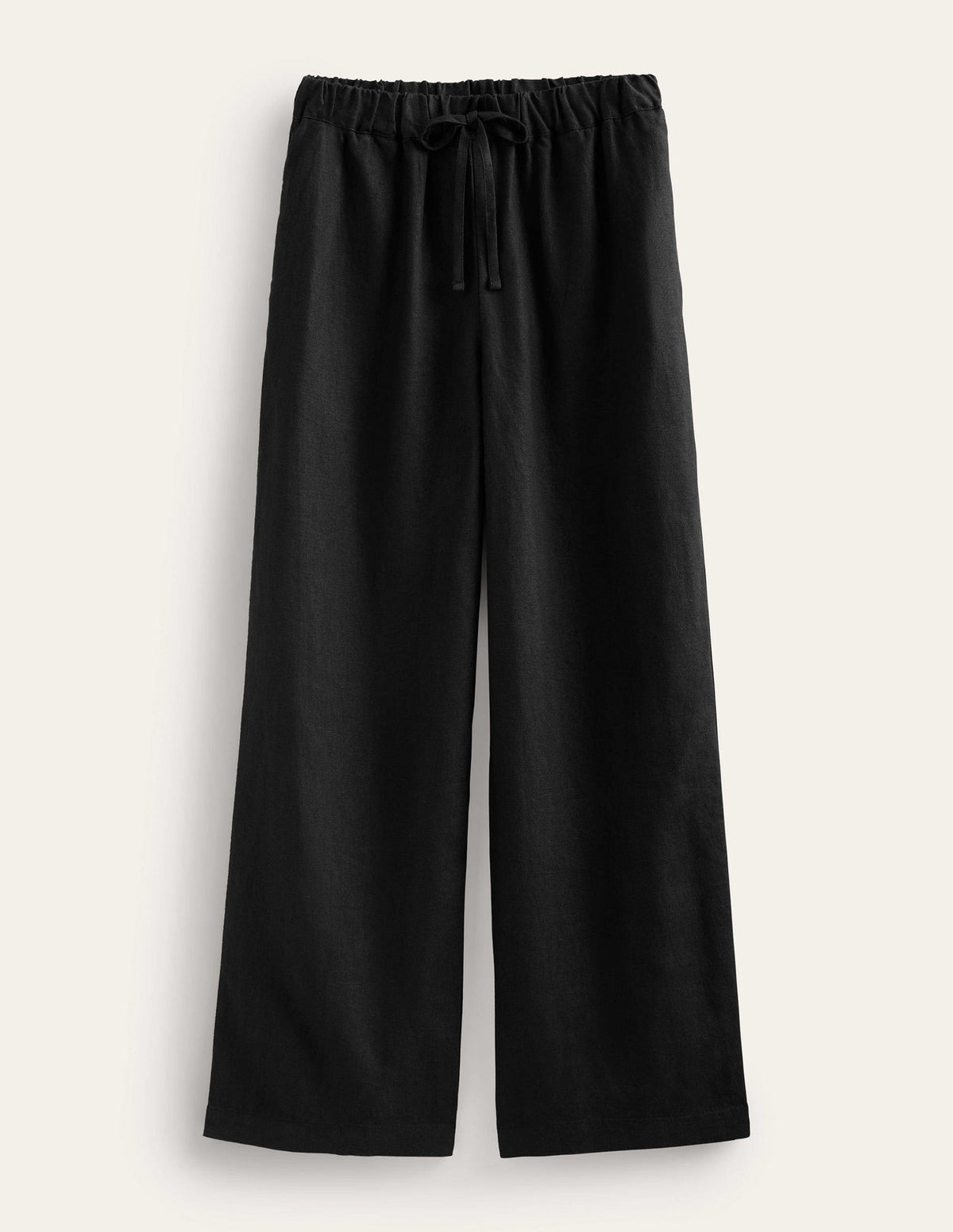 Relaxed Pull-on Linen Pants-Black-5