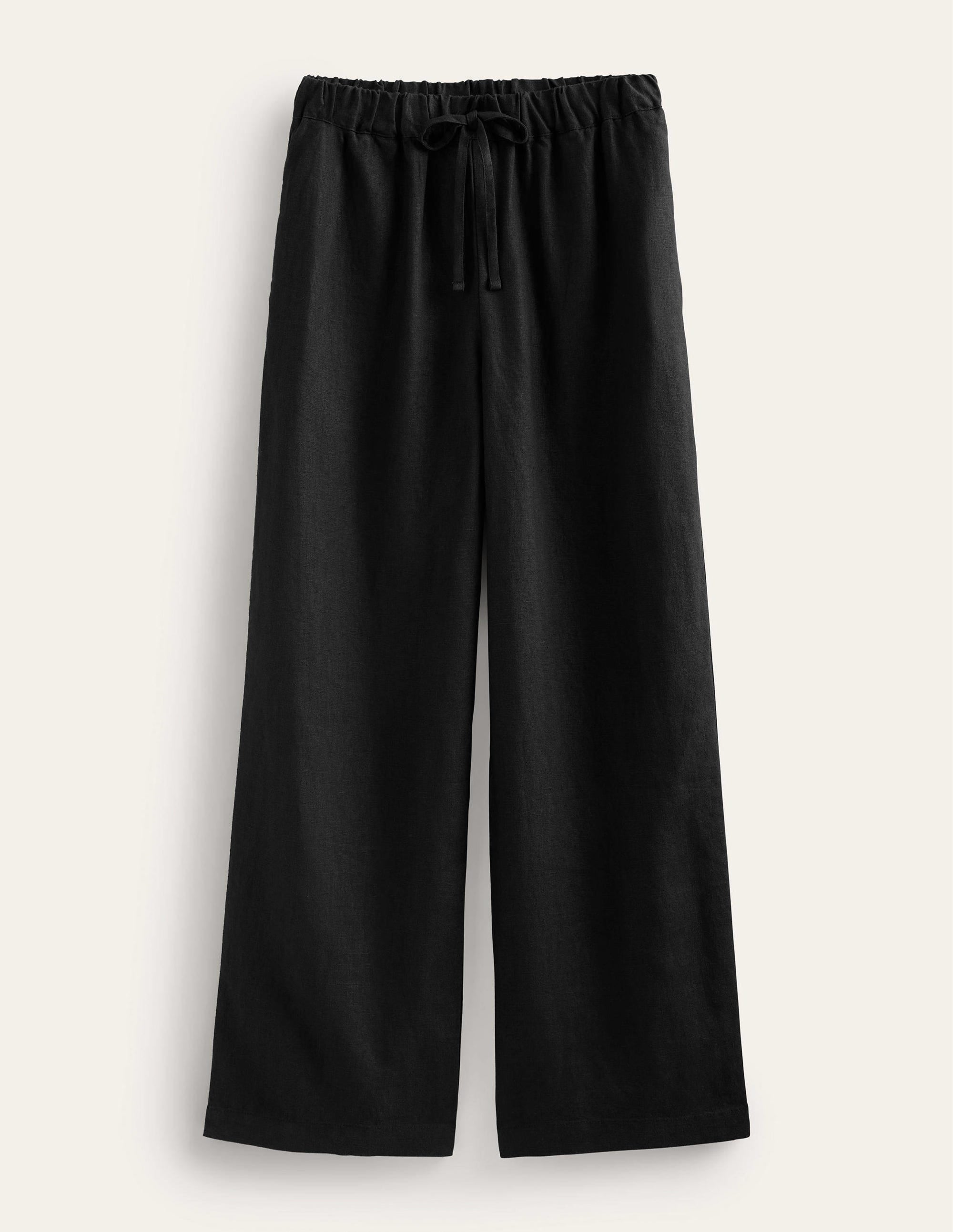 Relaxed Pull-on Linen Pants-Black - Image 5