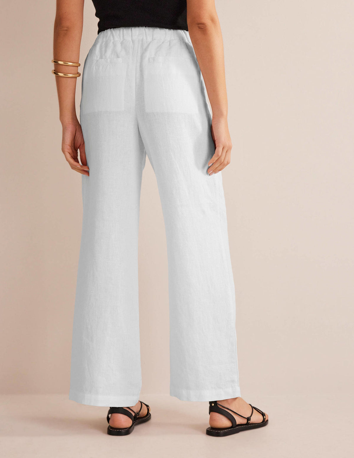Relaxed Pull-on Linen Pants-White-3
