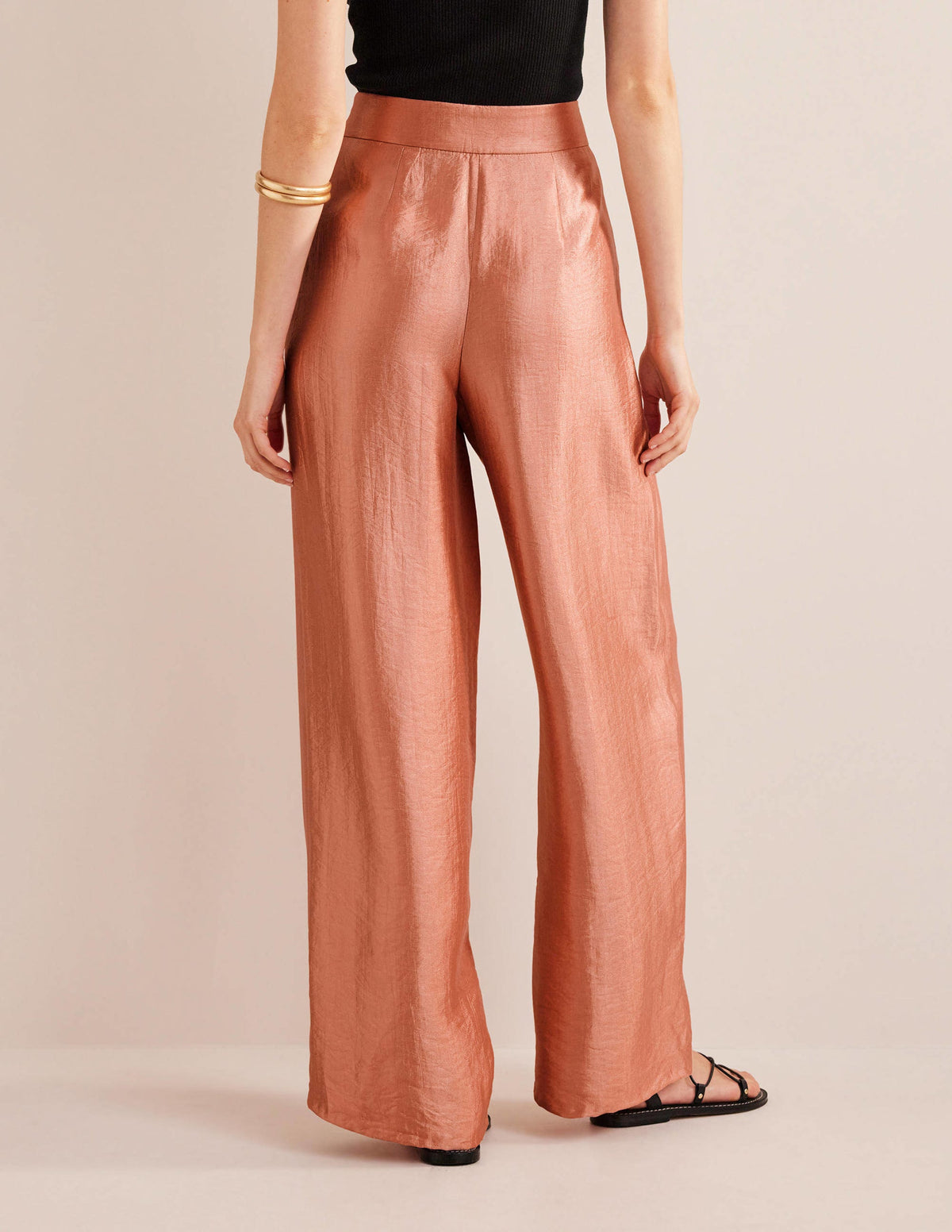 High Rise Palazzo Pants-Satin - Image 3