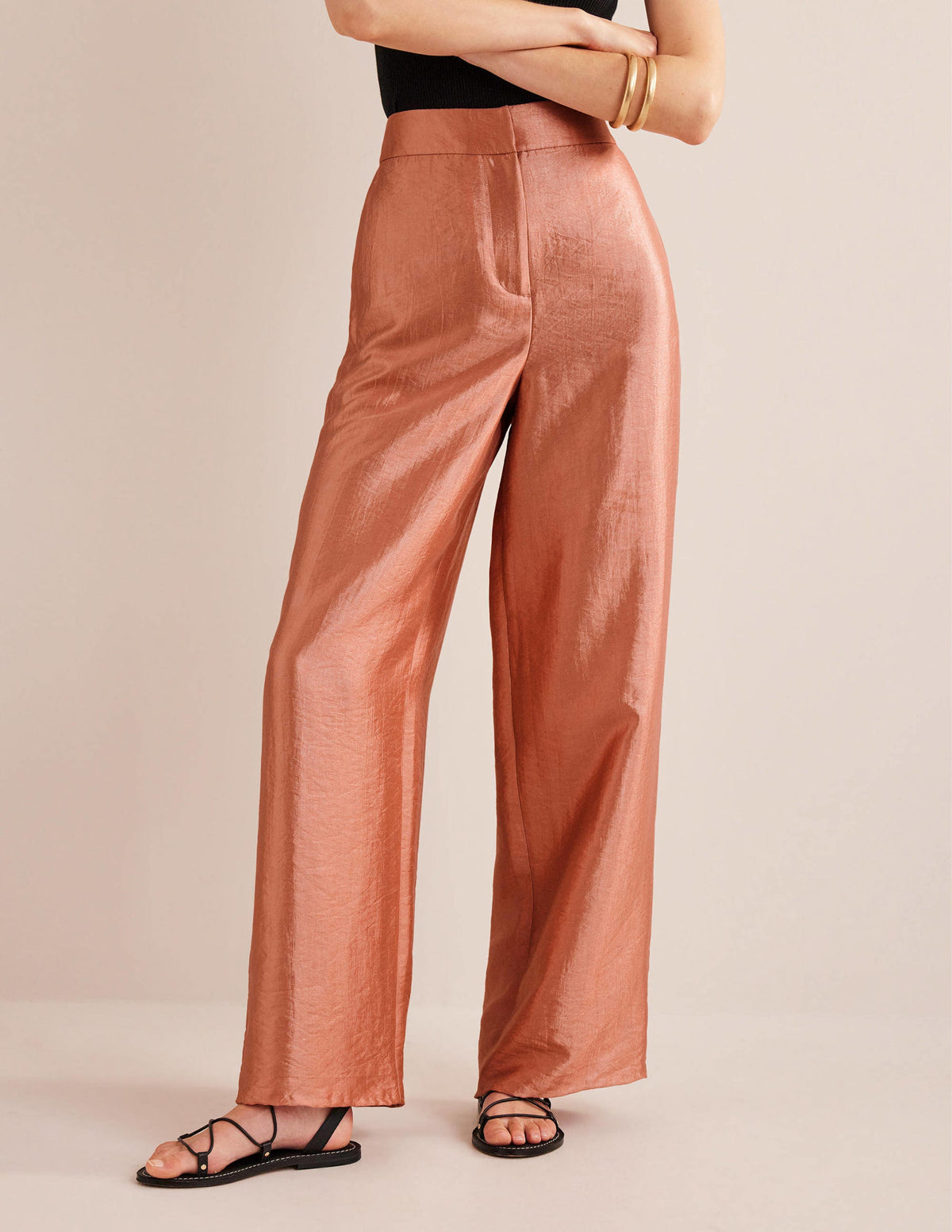 High Rise Palazzo Pants-Satin - Image 4