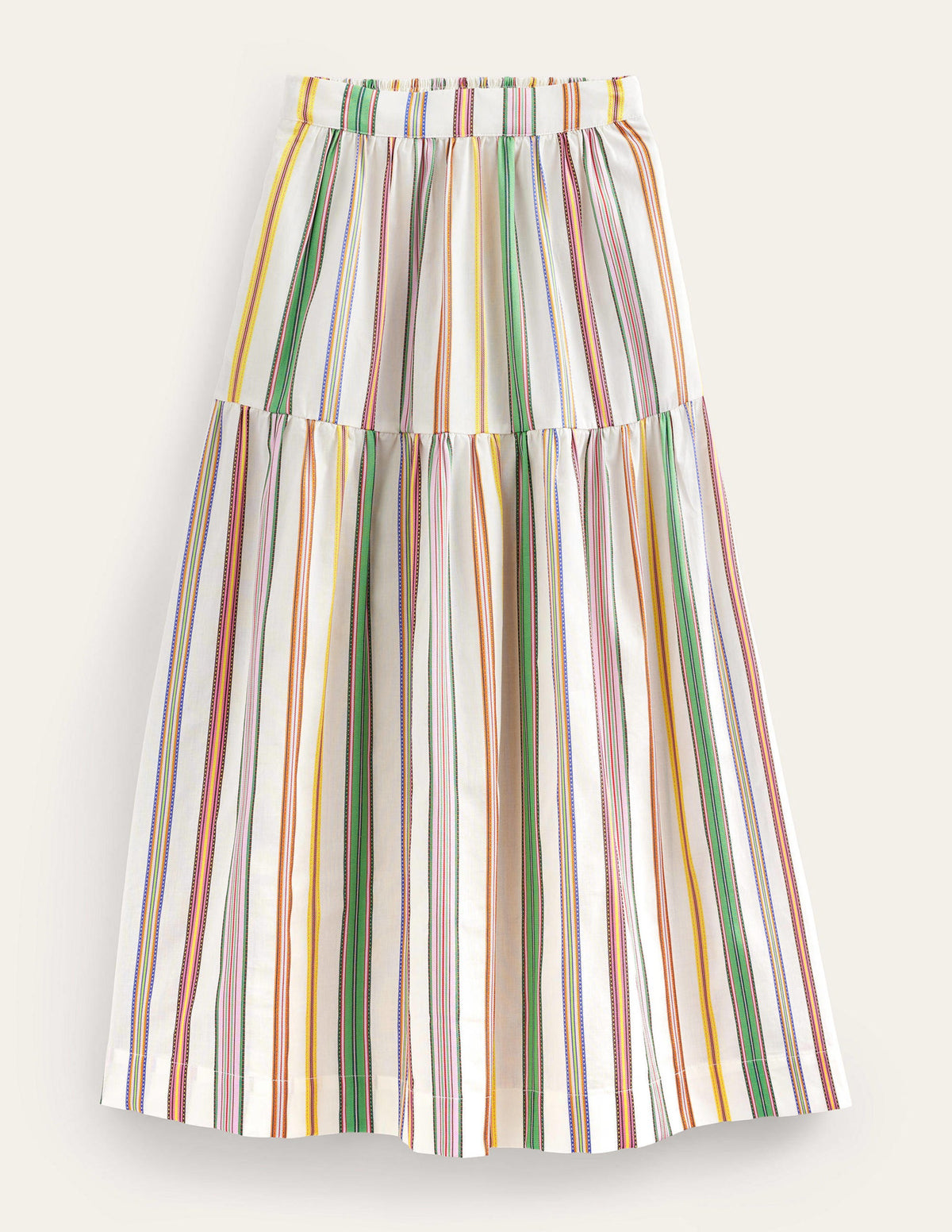 Striped Cotton Maxi Skirt-Ivory, Multi Stripe - Image 6