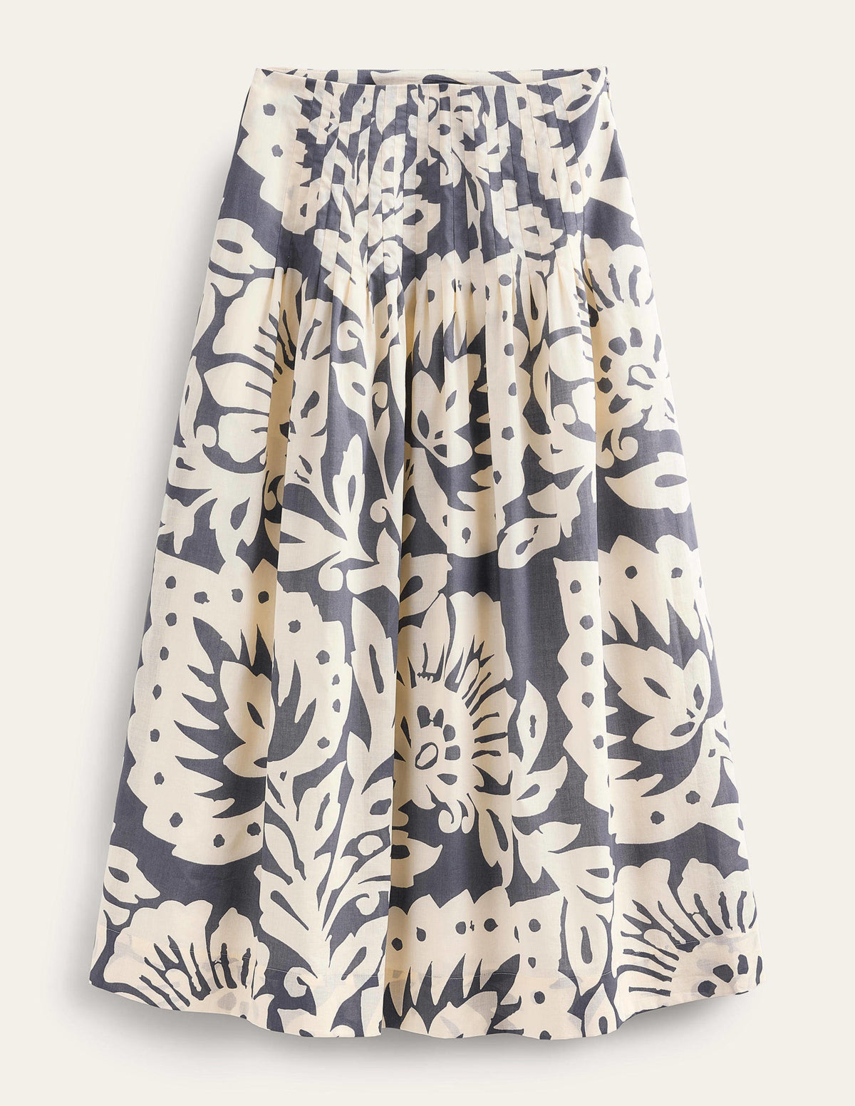 Pleated Cotton Midi Skirt-Sapphire, Oak Terrace - Image 5