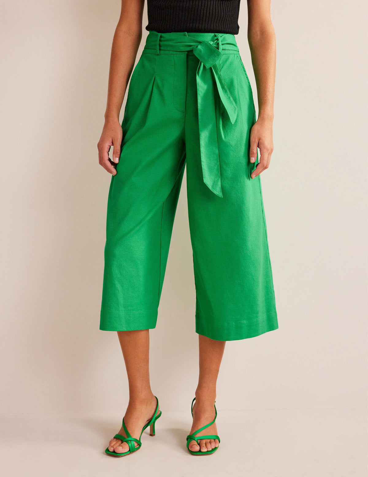 Cropped Wide-Leg Pants-Rich Emerald - Image 4