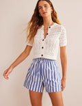 Cotton Pull-on Shorts-Blue Stripe