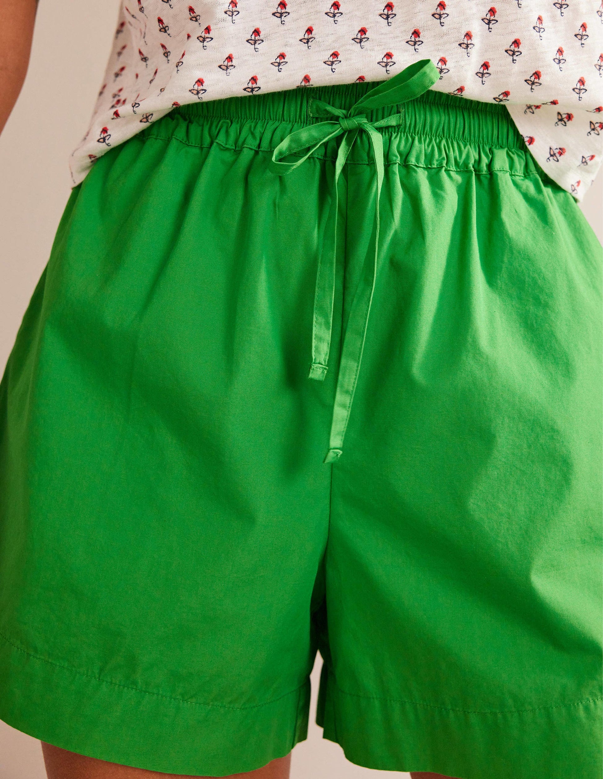 Cotton Pull-on Shorts-Green Bee-2