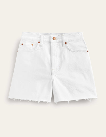 A-Line Denim Shorts-White