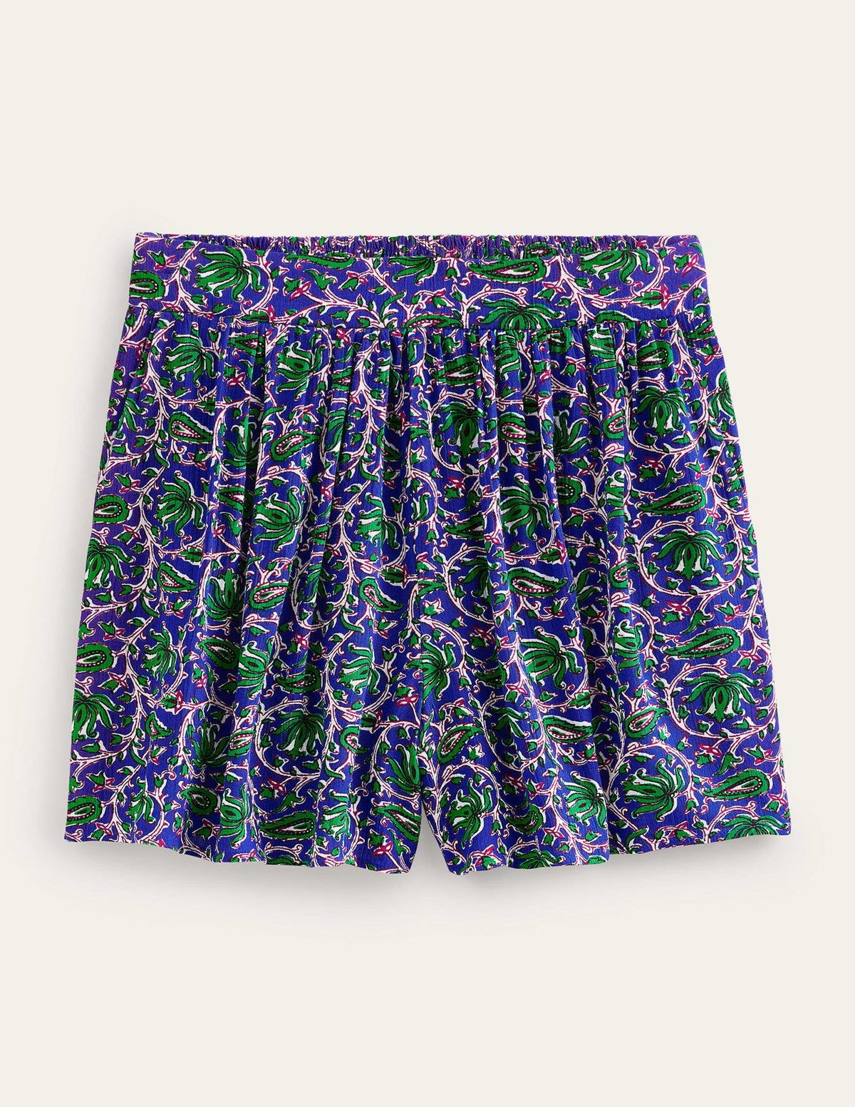 Crinkle Shorts-Blue Wave, Botanic Vine-5