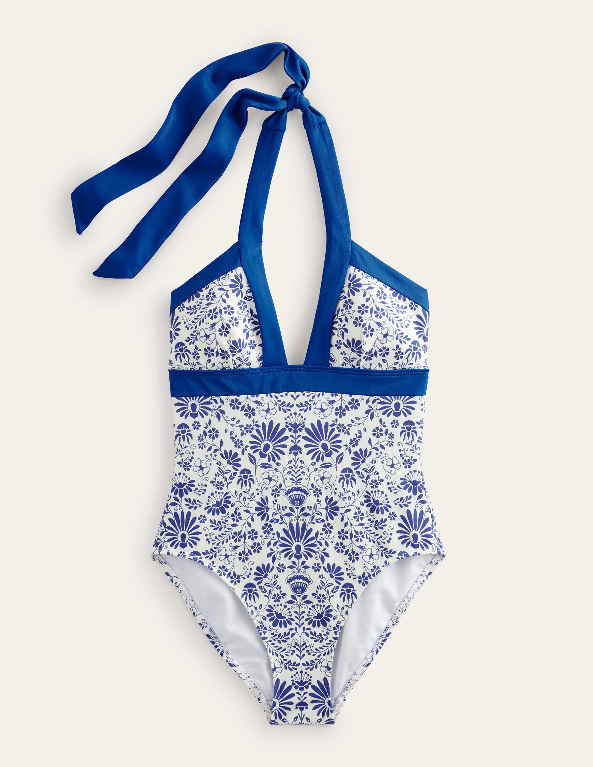 Ithaca Halter Swimsuit-Ivory, Lake Blue Gardenia - Image 5