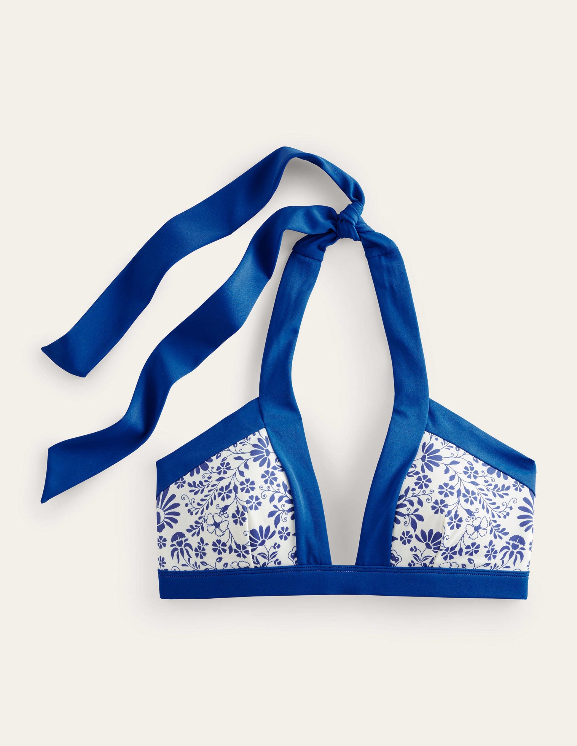 Ithaca Halter Bikini Top-Ivory, Lake Blue Gardenia-5