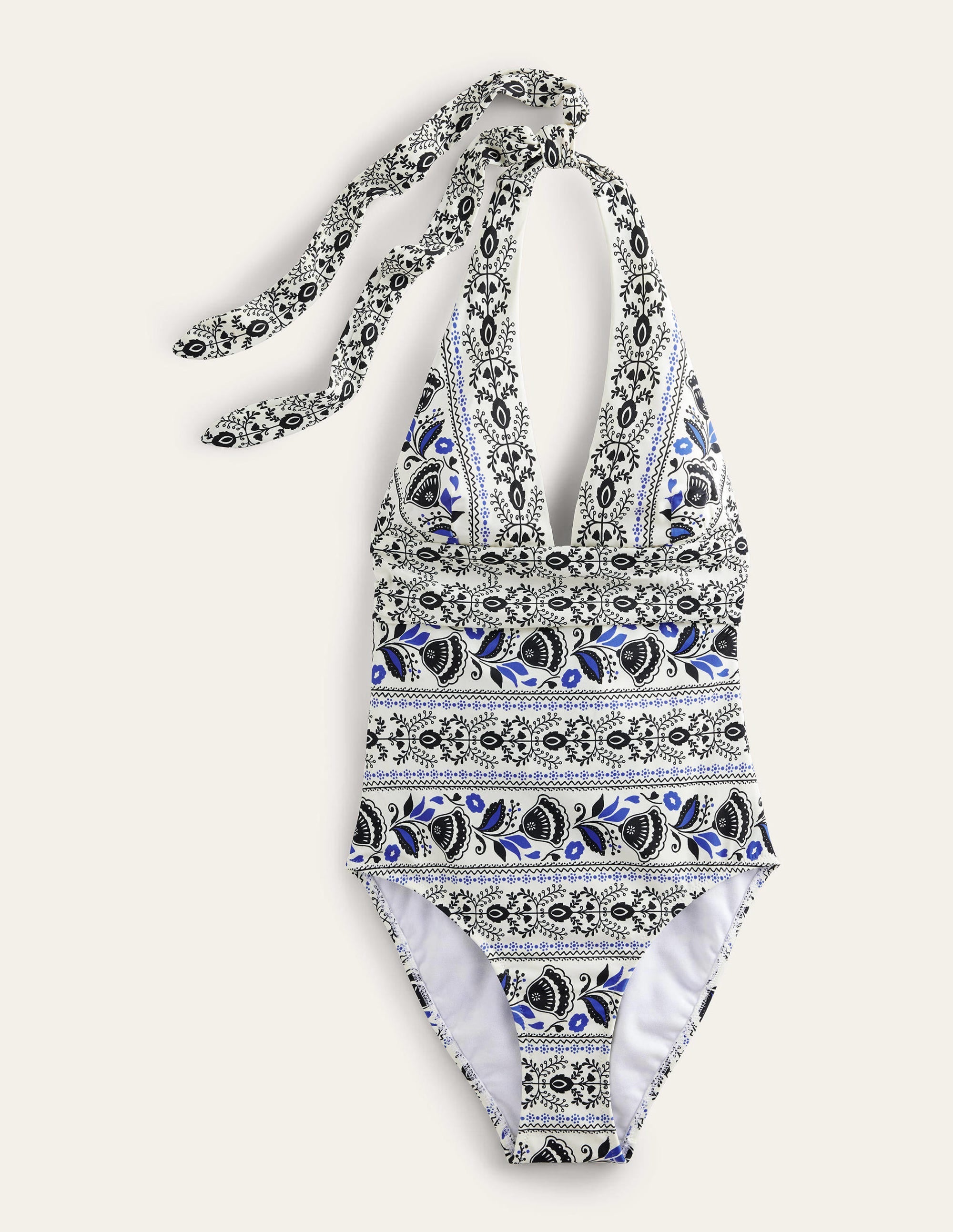 Bow Detail Halter Swimsuit-Ivory, Milos Bloom - Image 5