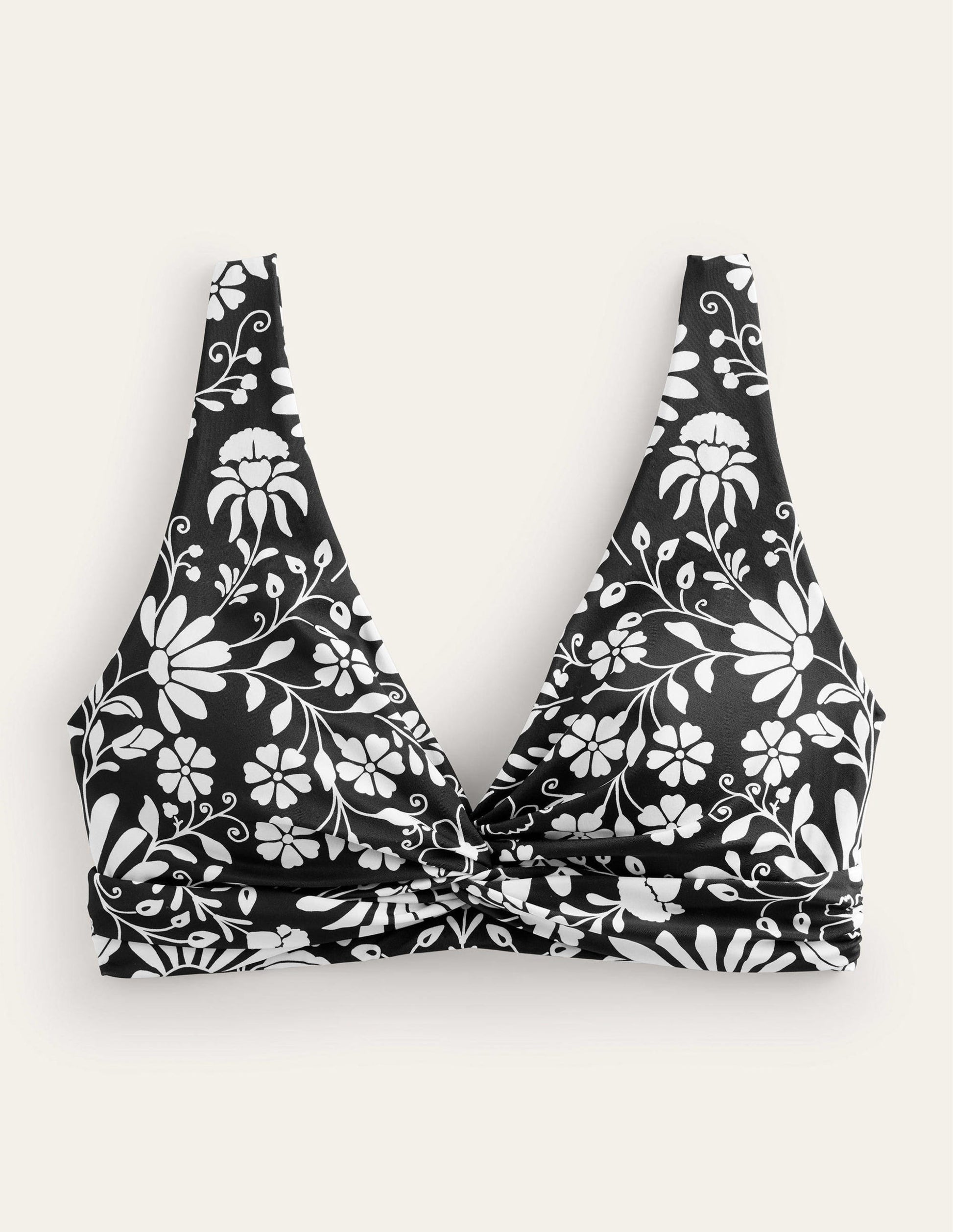 Twisted Classic Bikini Top-Nero, Gardenia Sprig-5