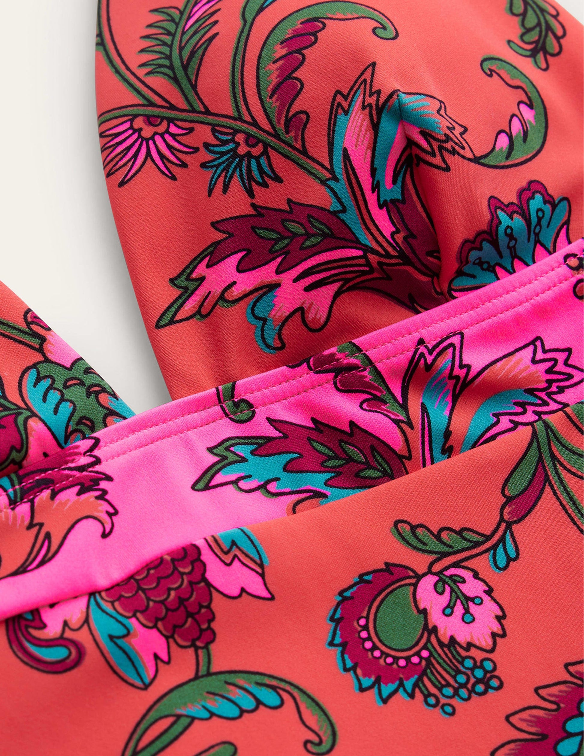 V-Neck Panelled Swimsuit-Spice Pink Floral-7