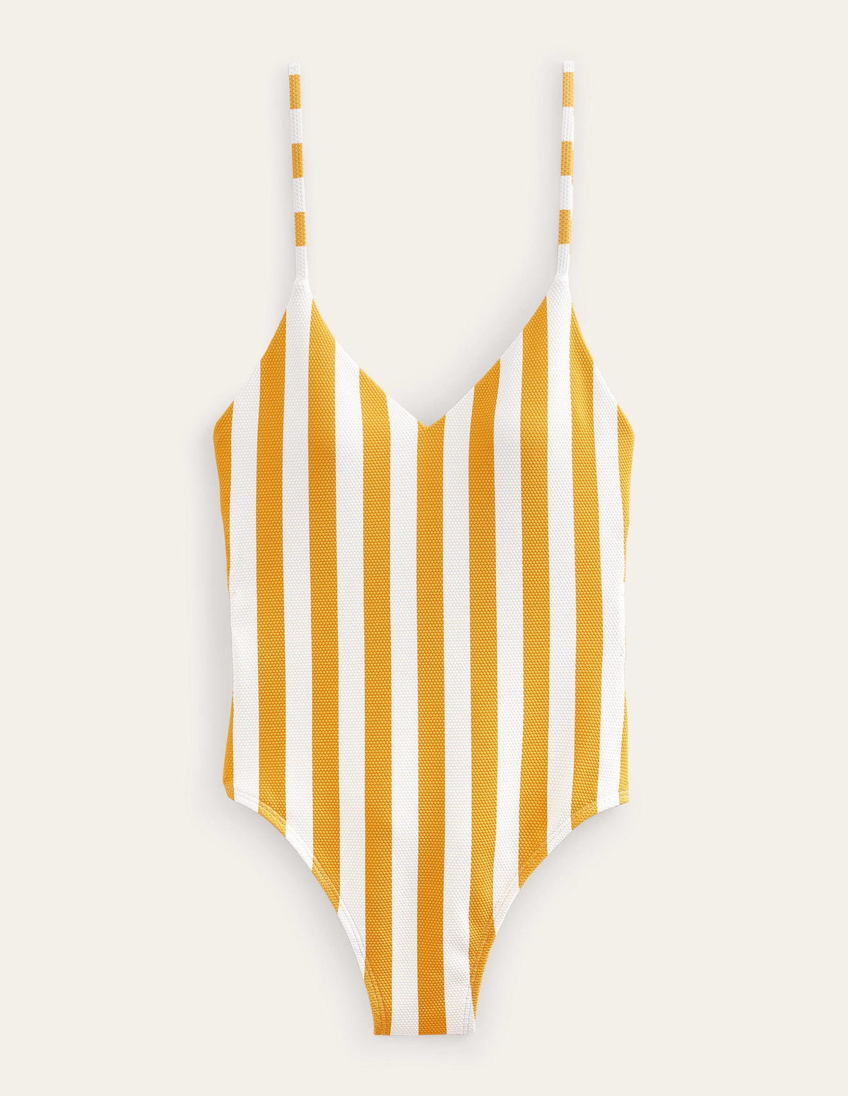 Skinny Strap Stripe Swimsuit-Ginger Yellow, Ivory Stripe - Image 5