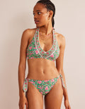 Bow Shoulder Bikini Top-Lime, Botanic Vine