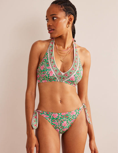 Bow Shoulder Bikini Top-Lime, Botanic Vine-1