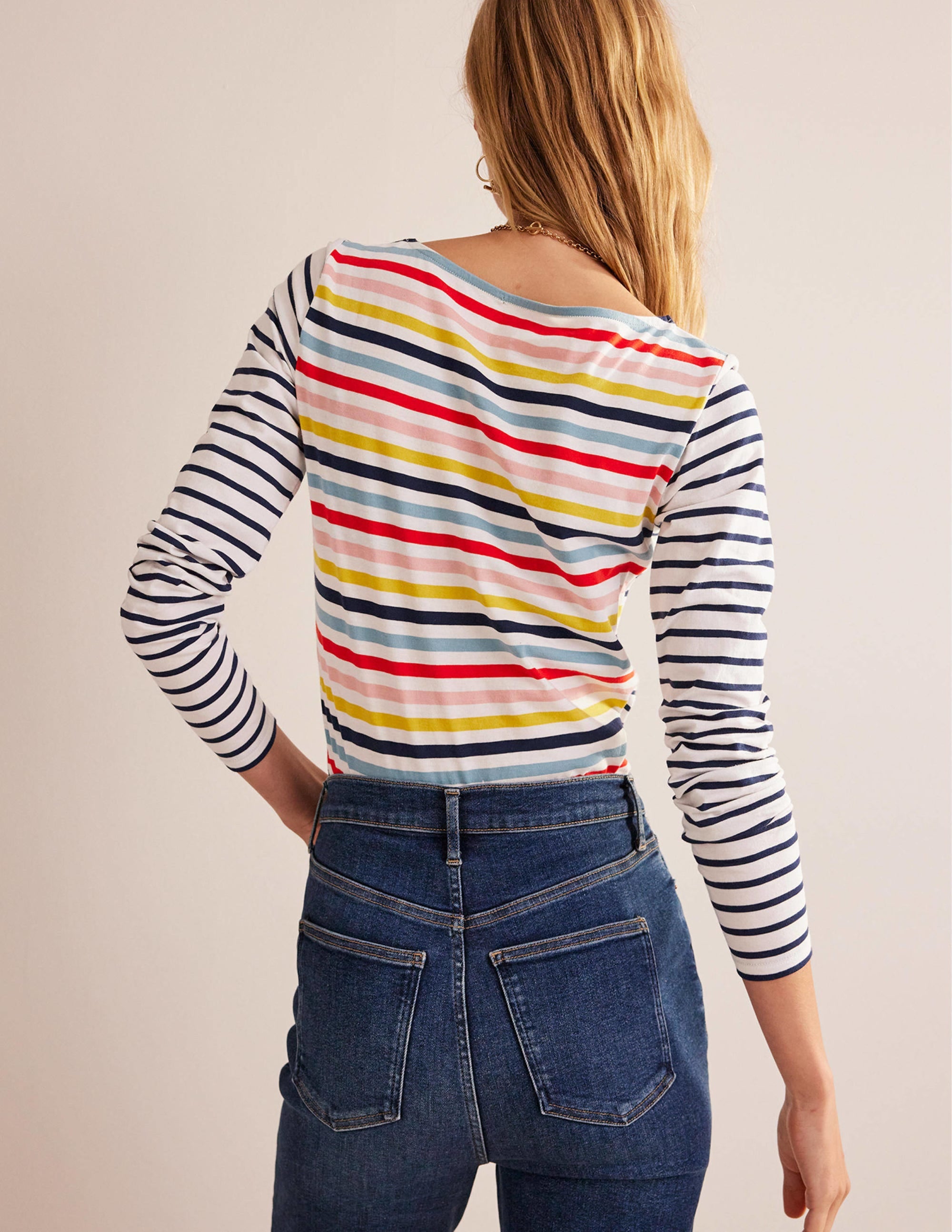 Ella Long Sleeve Breton-Rainbow Multistripe - Image 4